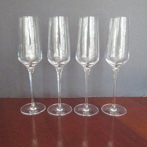 Stolzle Lausitz German Made Champagne Flutes Lead-Free Crystal 6 oz Set of 4